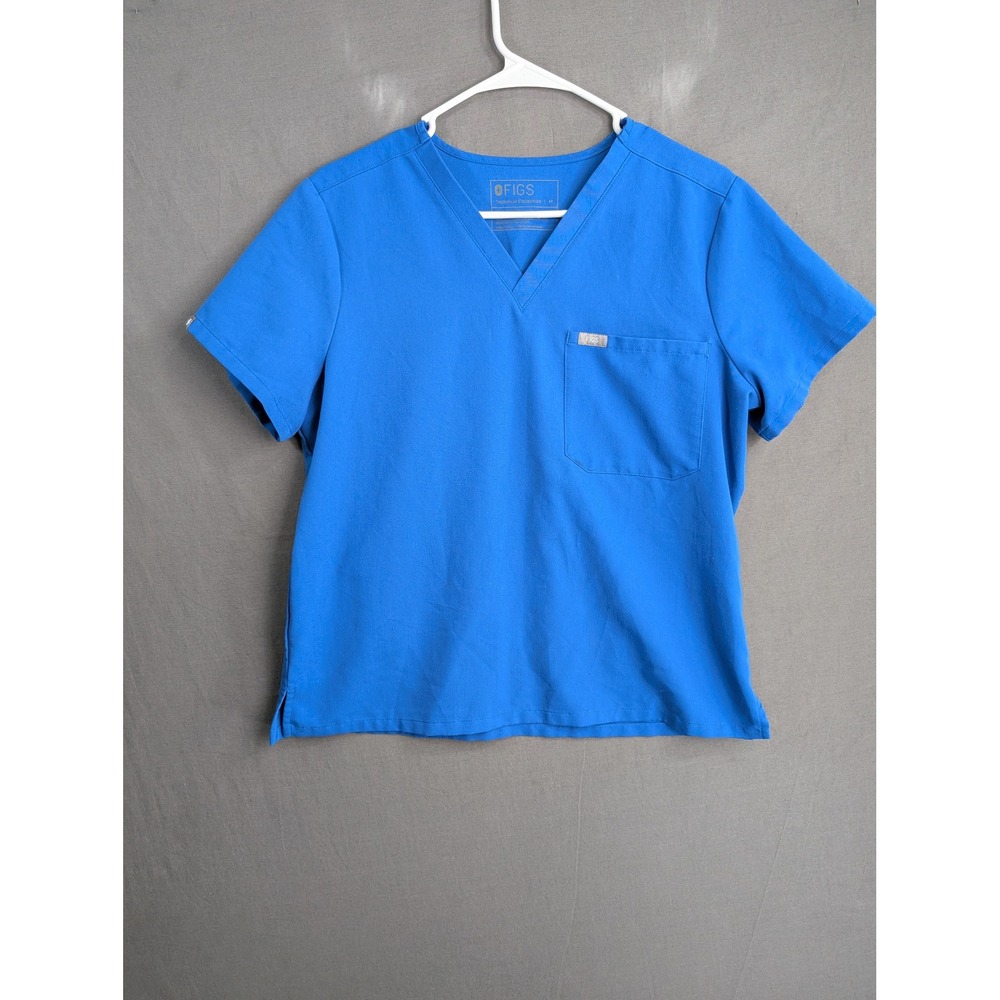 FIGS Casma Three-Pocket V-Neck Scrub Top Blue Size M